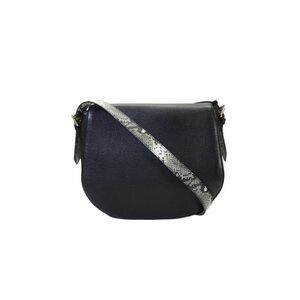 Laura Di Maggio Womens Animal Print Strap Detail Shoulder Bag Black Medium